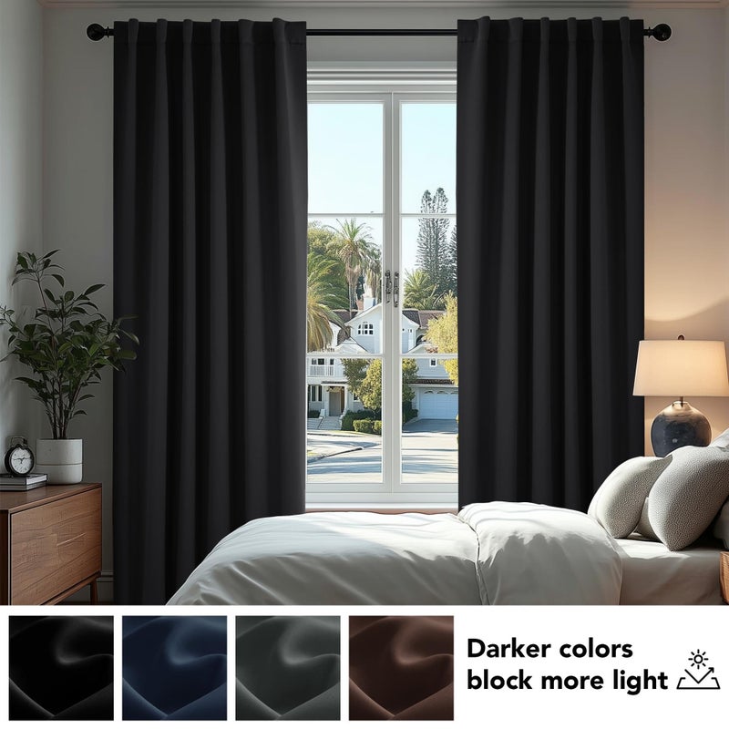 Deconovo Blackout Curtains for Bedroom, Black Thermal Insulated Drapes 95 Inches Long, Back Tab and Rod Pocket Room Darkening Window Curtains, 42W x 95L Inch, 2 Panels - Image 4